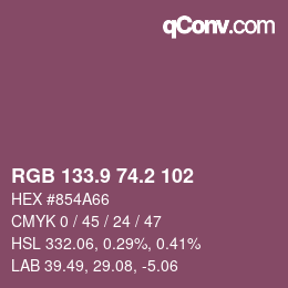 Color code: RGB 133.9 74.2 102 | qconv.com