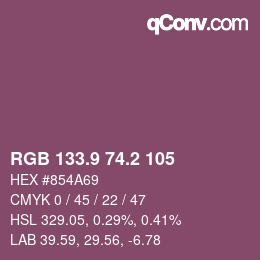 カラーコード: RGB 133.9 74.2 105 | qconv.com