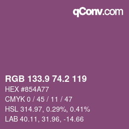 カラーコード: RGB 133.9 74.2 119 | qconv.com