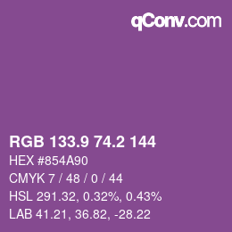 カラーコード: RGB 133.9 74.2 144 | qconv.com
