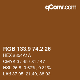 Color code: RGB 133.9 74.2 26 | qconv.com