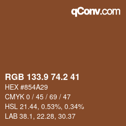 Color code: RGB 133.9 74.2 41 | qconv.com