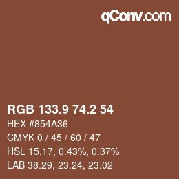 Color code: RGB 133.9 74.2 54 | qconv.com