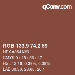 Color code: RGB 133.9 74.2 59 | qconv.com