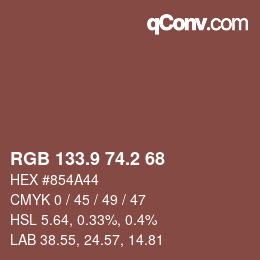 Color code: RGB 133.9 74.2 68 | qconv.com