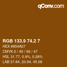 Color code: RGB 133.9 74.2 7 | qconv.com