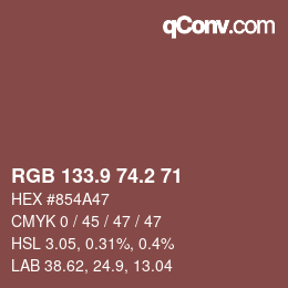 Color code: RGB 133.9 74.2 71 | qconv.com