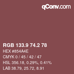 Color code: RGB 133.9 74.2 78 | qconv.com