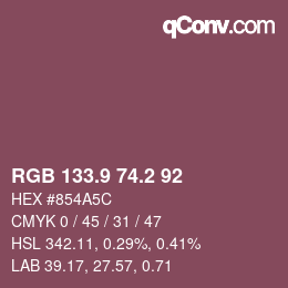 Color code: RGB 133.9 74.2 92 | qconv.com