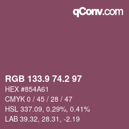 Color code: RGB 133.9 74.2 97 | qconv.com