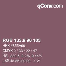 Color code: RGB 133.9 90 105 | qconv.com