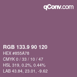カラーコード: RGB 133.9 90 120 | qconv.com