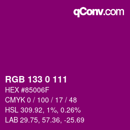 Color code: RGB 133 0 111 | qconv.com