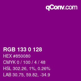 Color code: RGB 133 0 128 | qconv.com
