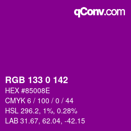 Color code: RGB 133 0 142 | qconv.com