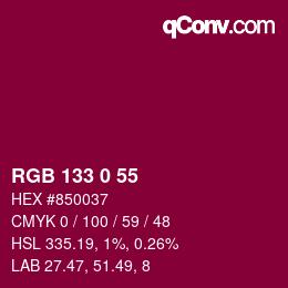 Color code: RGB 133 0 55 | qconv.com