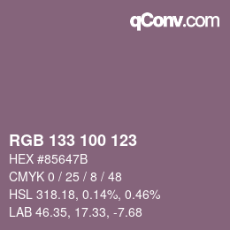 カラーコード: RGB 133 100 123 | qconv.com