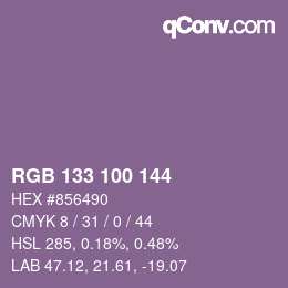 Color code: RGB 133 100 144 | qconv.com
