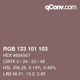 Color code: RGB 133 101 103 | qconv.com