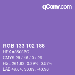 カラーコード: RGB 133 102 188 | qconv.com