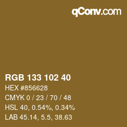 Color code: RGB 133 102 40 | qconv.com