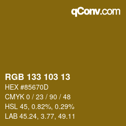 カラーコード: RGB 133 103 13 | qconv.com