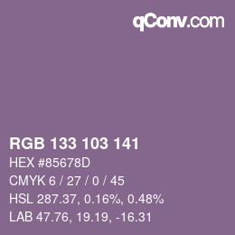 Color code: RGB 133 103 141 | qconv.com