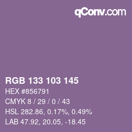 カラーコード: RGB 133 103 145 | qconv.com
