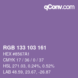 Color code: RGB 133 103 161 | qconv.com