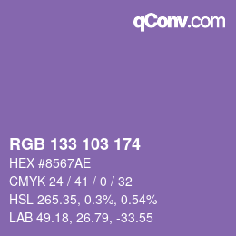 Color code: RGB 133 103 174 | qconv.com