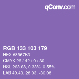 Color code: RGB 133 103 179 | qconv.com