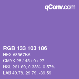Color code: RGB 133 103 186 | qconv.com