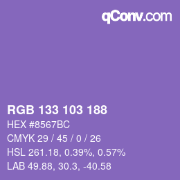 Color code: RGB 133 103 188 | qconv.com