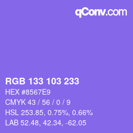 カラーコード: RGB 133 103 233 | qconv.com