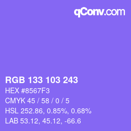 Color code: RGB 133 103 243 | qconv.com