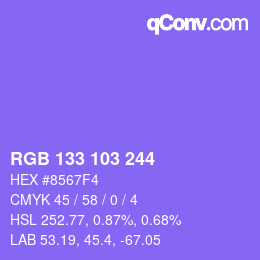 Color code: RGB 133 103 244 | qconv.com