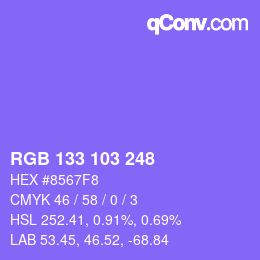 Color code: RGB 133 103 248 | qconv.com