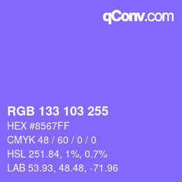 Color code: RGB 133 103 255 | qconv.com