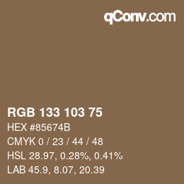 Color code: RGB 133 103 75 | qconv.com
