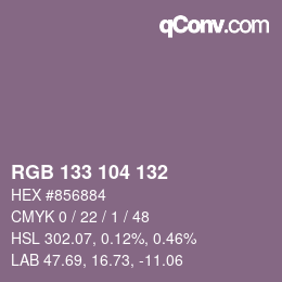 颜色代码: RGB 133 104 132 | qconv.com