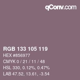 颜色代码: RGB 133 105 119 | qconv.com