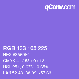 カラーコード: RGB 133 105 225 | qconv.com