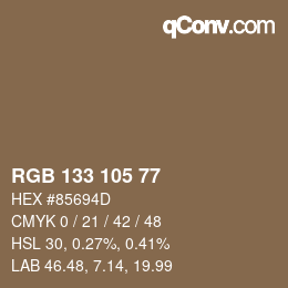 Código de color: RGB 133 105 77 | qconv.com