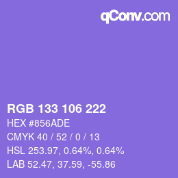 Color code: RGB 133 106 222 | qconv.com