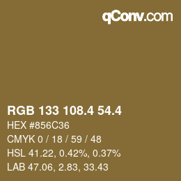 カラーコード: RGB 133 108.4 54.4 | qconv.com