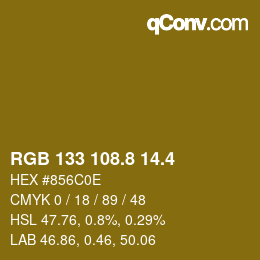 カラーコード: RGB 133 108.8 14.4 | qconv.com