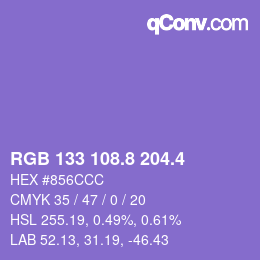 カラーコード: RGB 133 108.8 204.4 | qconv.com