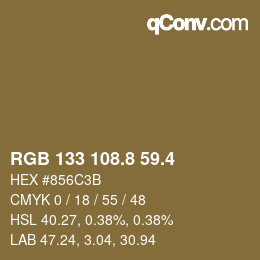 カラーコード: RGB 133 108.8 59.4 | qconv.com
