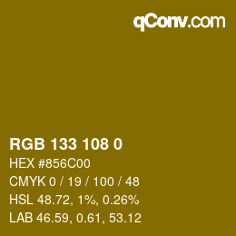 颜色代码: RGB 133 108 0 | qconv.com