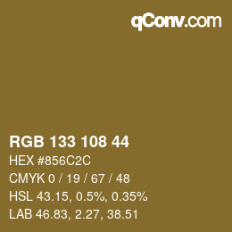 カラーコード: RGB 133 108 44 | qconv.com